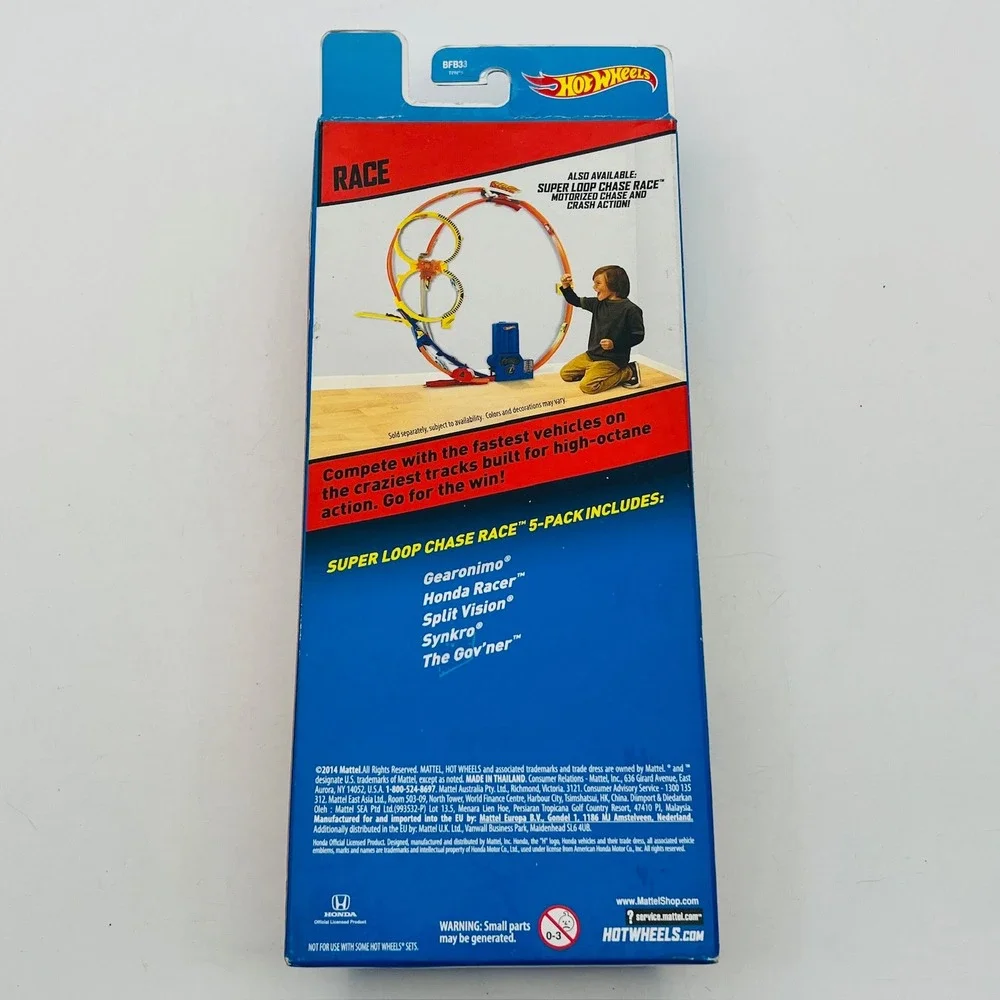 Hot Wheels Super Loop Chase Race 5-Pack Honda Racer Synkro Gearonimo BFB33 2014